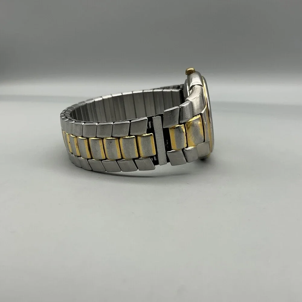 Armitron Mens Watch 36mm Gold Silver Tone Expansion Band Day Date New Battery